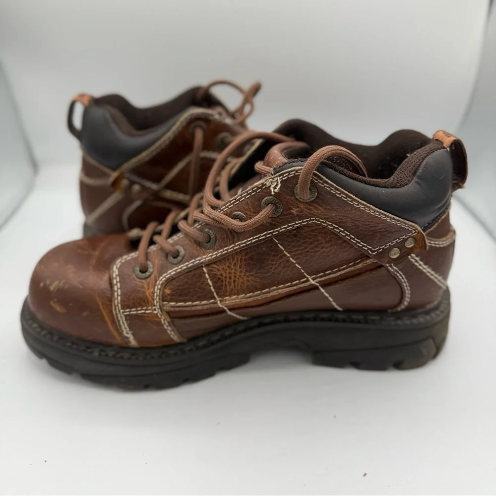 GBX Men's Brown Leather Ankle Lace Up Boots Size 10.5 Y2K Discontinued EUC